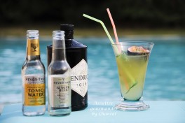 Cocktail Gin, tonic, ginger beer, fruits de la passion et estragon